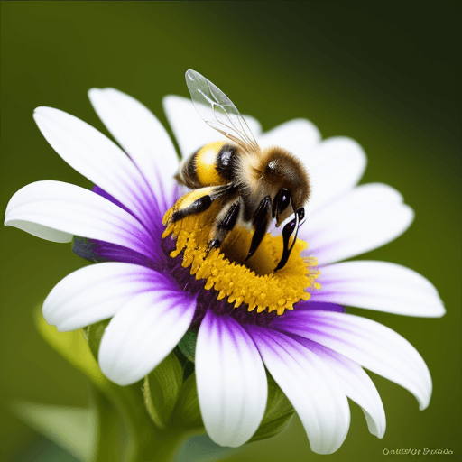 AI generated: sweet bee sitting on top of a yellow flower, photograph, art 