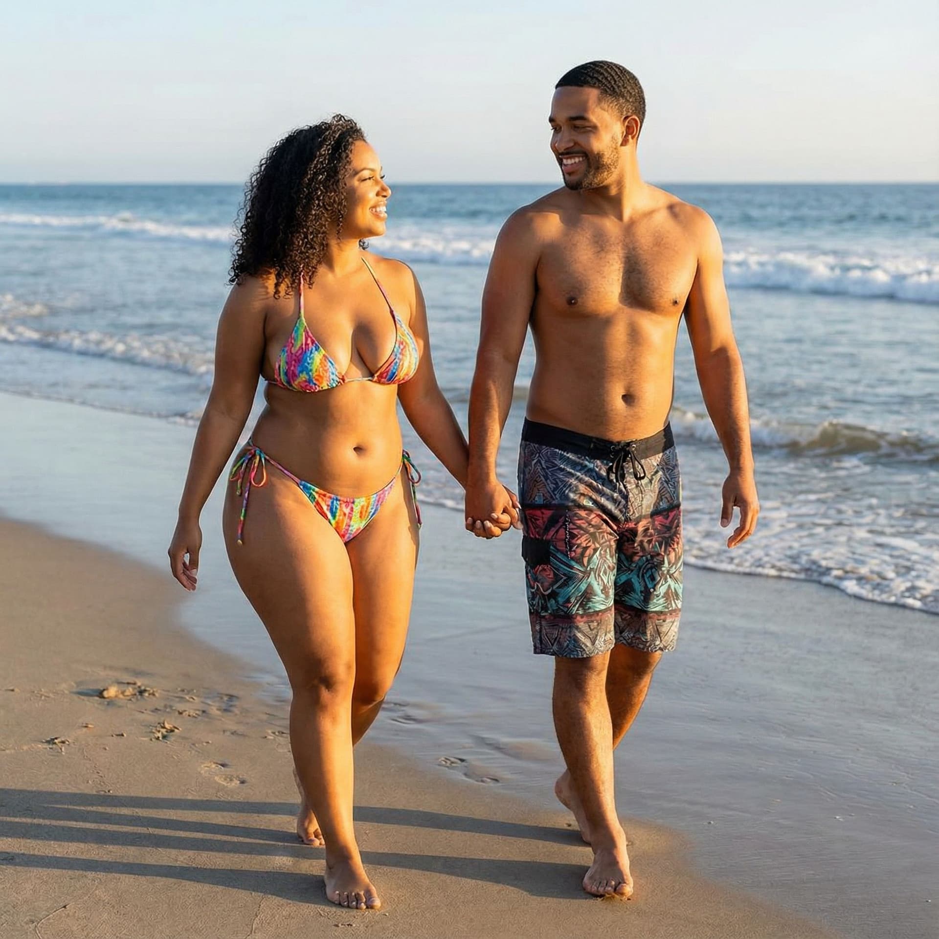 AI generated: sexy couple bikini gier huge tits and booty