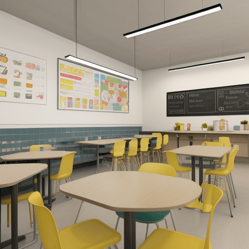 AI generated: Cafe hatch that will be located in a school in a  modern design.