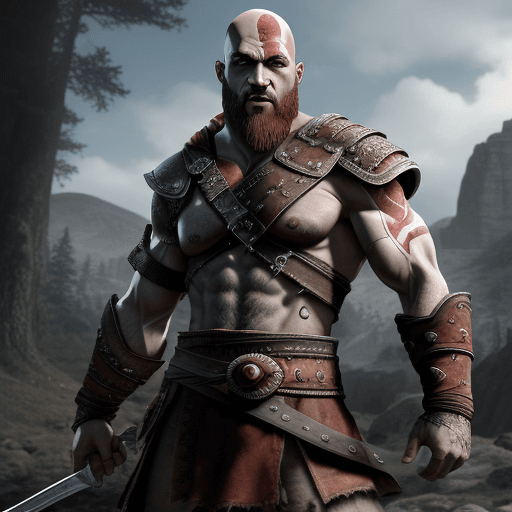 AI generated: Kratos in our world, 4 k ultra HD 