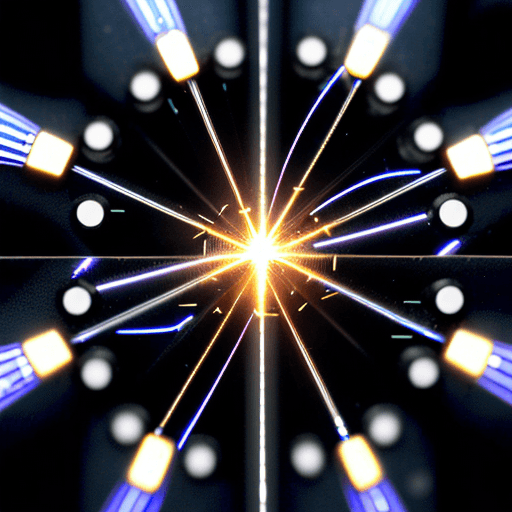 AI generated: photorealism. fiber optic emitter. a beam comes out of the emitter. work of the beam of the fiber op...