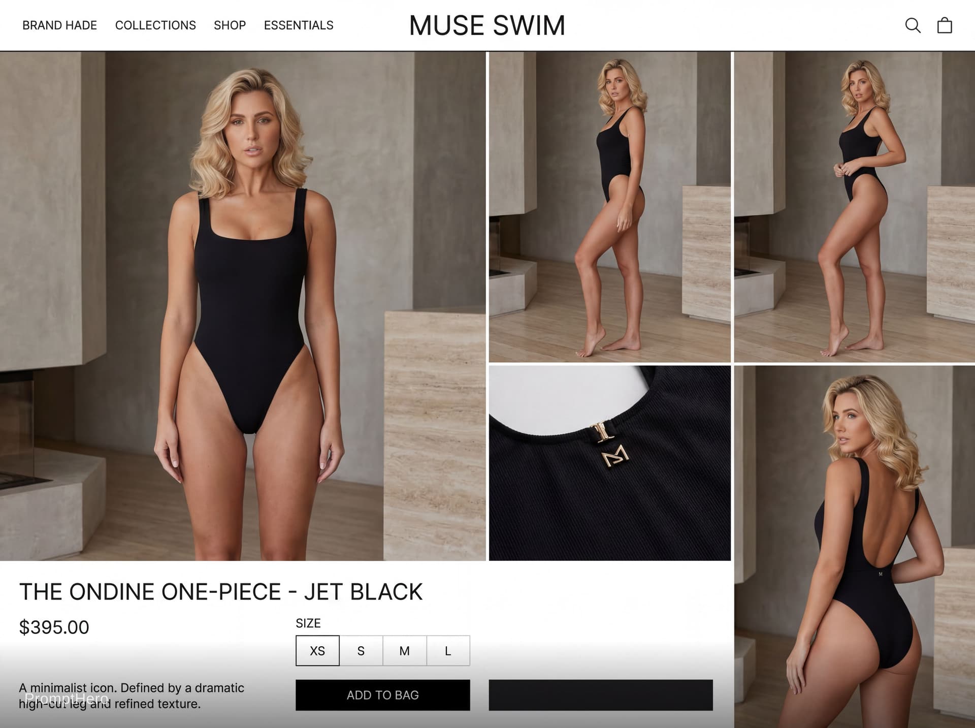 AI generated: professional photo shoot for luxury fashion brand. wears a modern highcut swimsuit. model is standin...