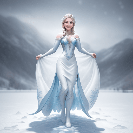 AI generated: , (detailed stunning snow environment), cinematic, cover art, full body, Elsa with snow as a backgro...