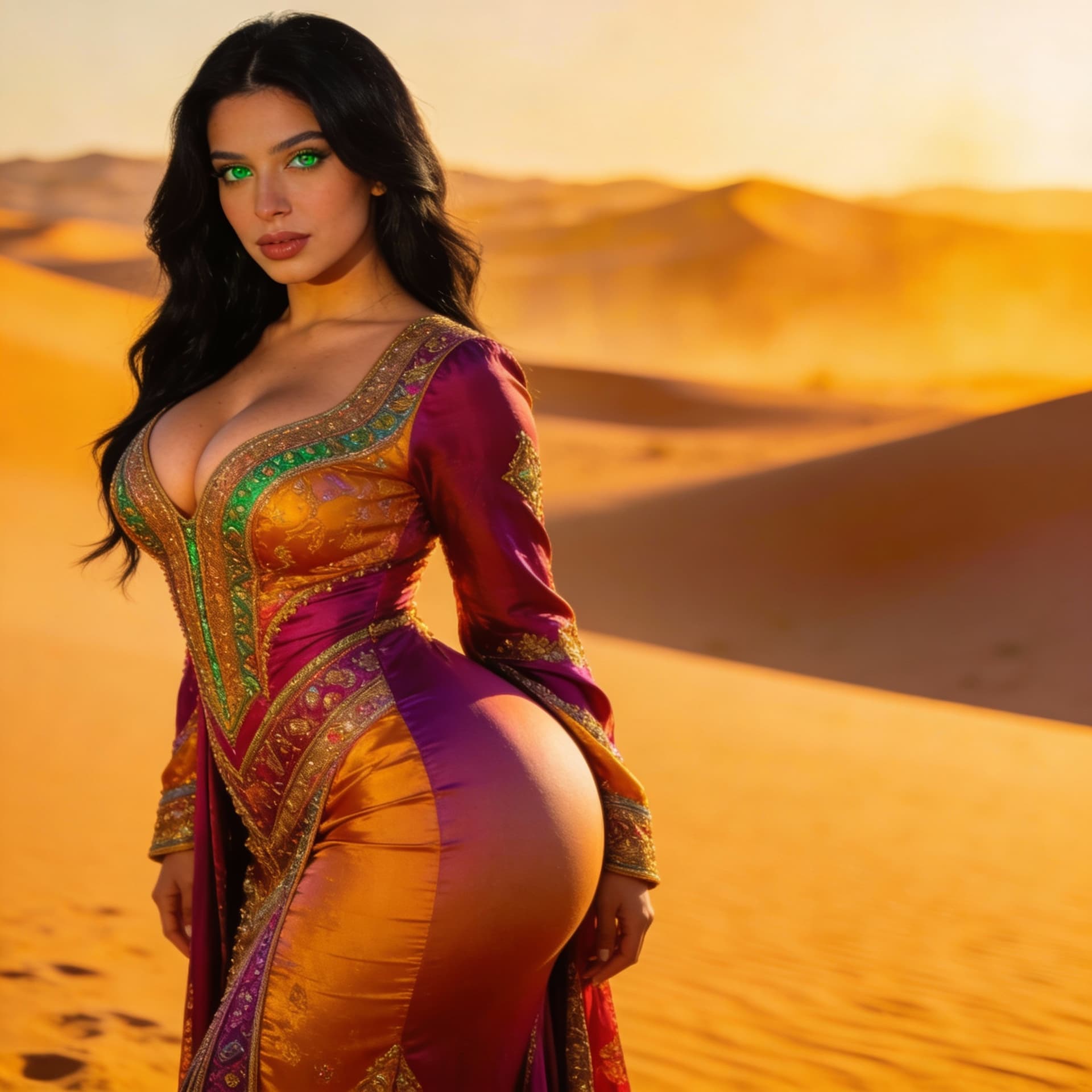 AI generated: a girl with black hair and green eye
not asian i want it arabian eith big boobs with big boot


