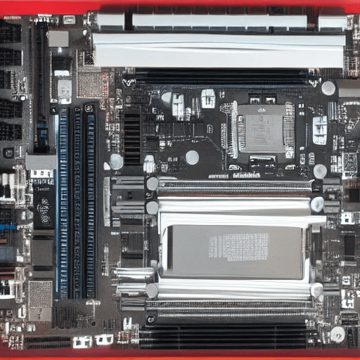 AI generated: motherboard, socket 2055, microprocesor, slots PCI-e, RAM bank, CMOS battery, Northbridge socker, so...