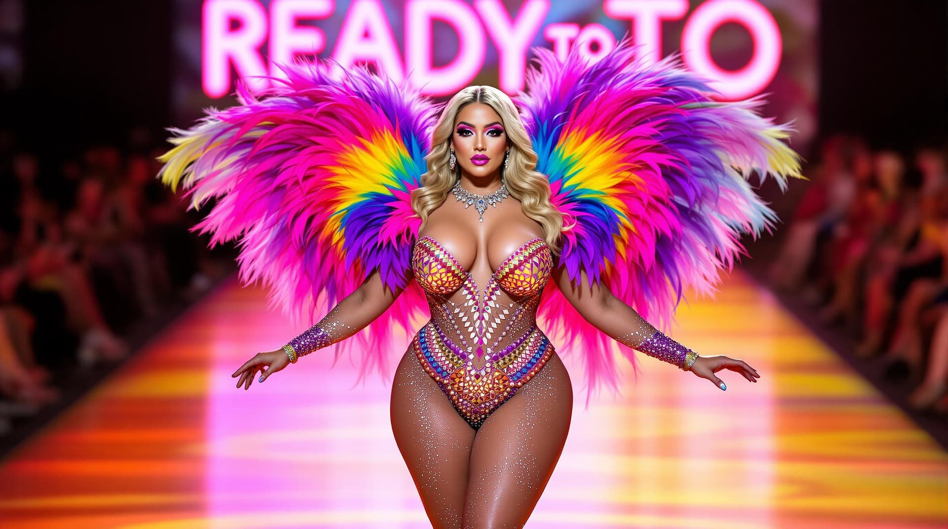 AI generated: A Stunning woman, Curvy of Blonde American descent, and in her 20s to 30s, is centered in the image....