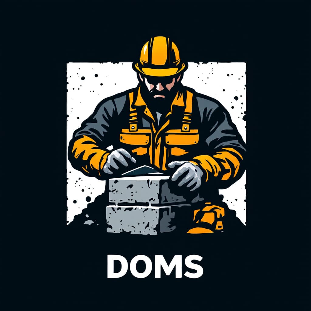 AI generated: Small contractor brand, focus on physical labor, hands-on masonry, concrete. Thick geometric shapes,...