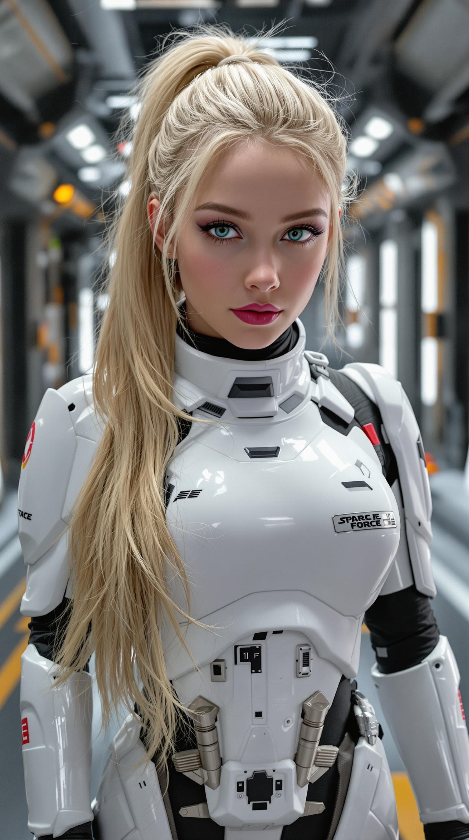 AI generated: a professional photo of a exceptionally of the most beautiful (age 15) United State Space Force, (fu...