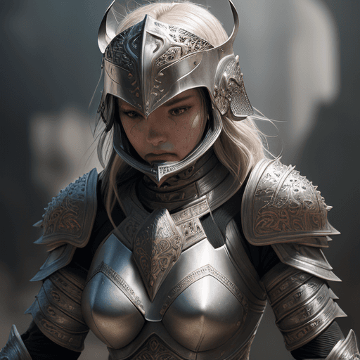 AI generated: Female warrior , helmeted, finely detailed armor, mace, intricate design and detail, ultra detailed,...