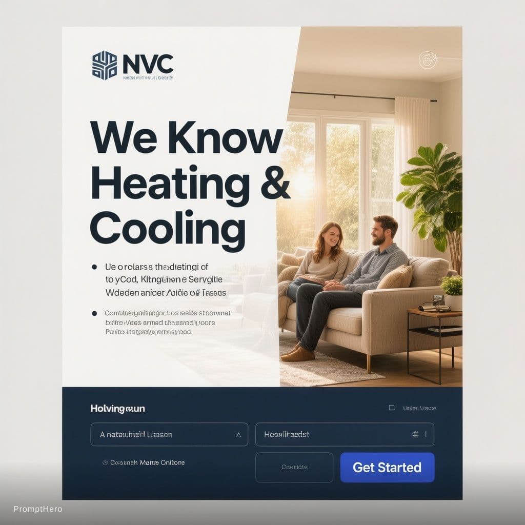 AI generated: A high-quality website landing page UI design for a professional heating and cooling HVAC service co...