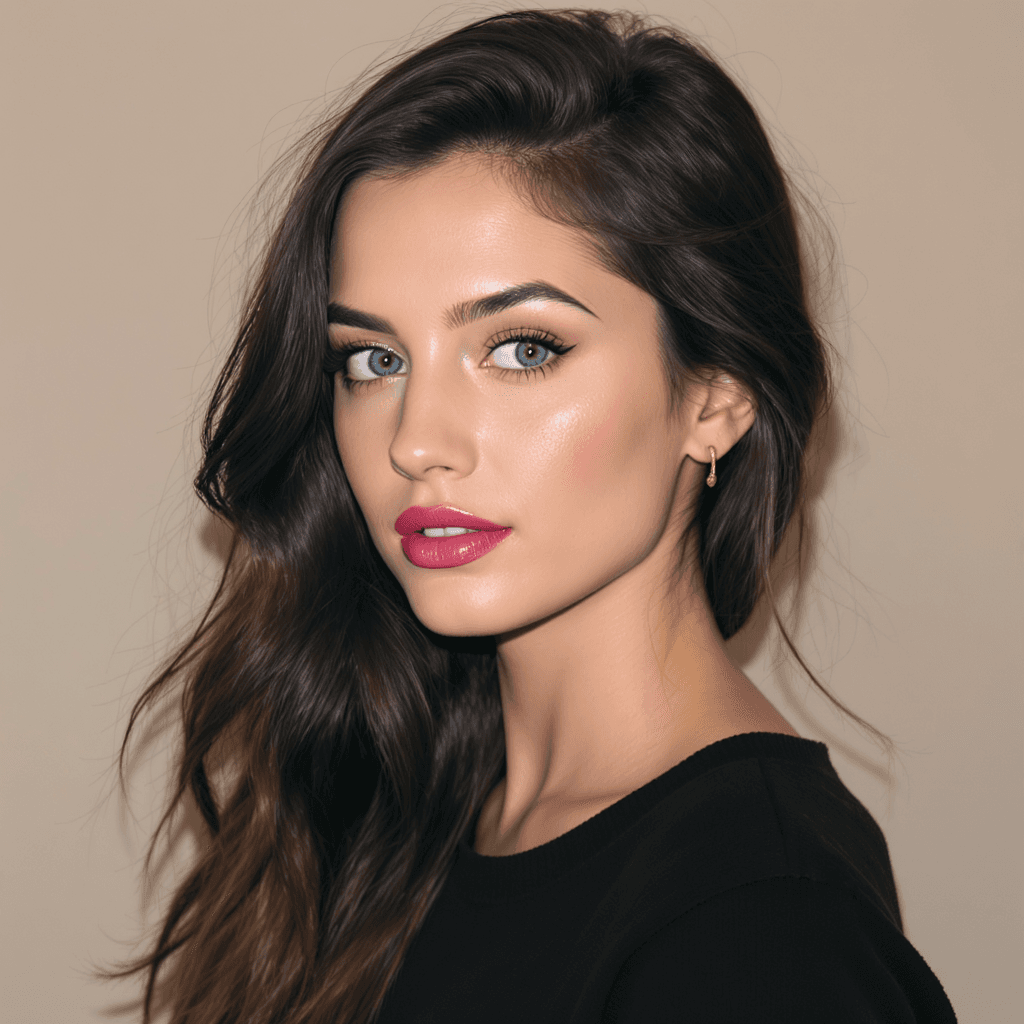 AI generated: woman with blue eyes, timeless beauty --no freckles --chaos 65 --ar 1:2 --profile fkuo5yb --stylize ...