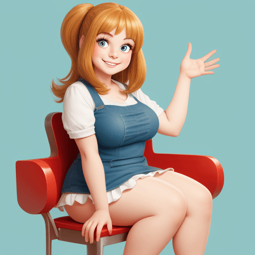 AI generated: Cartoon girl smiling, cute, big beautiful eyes,fully seated,smile,