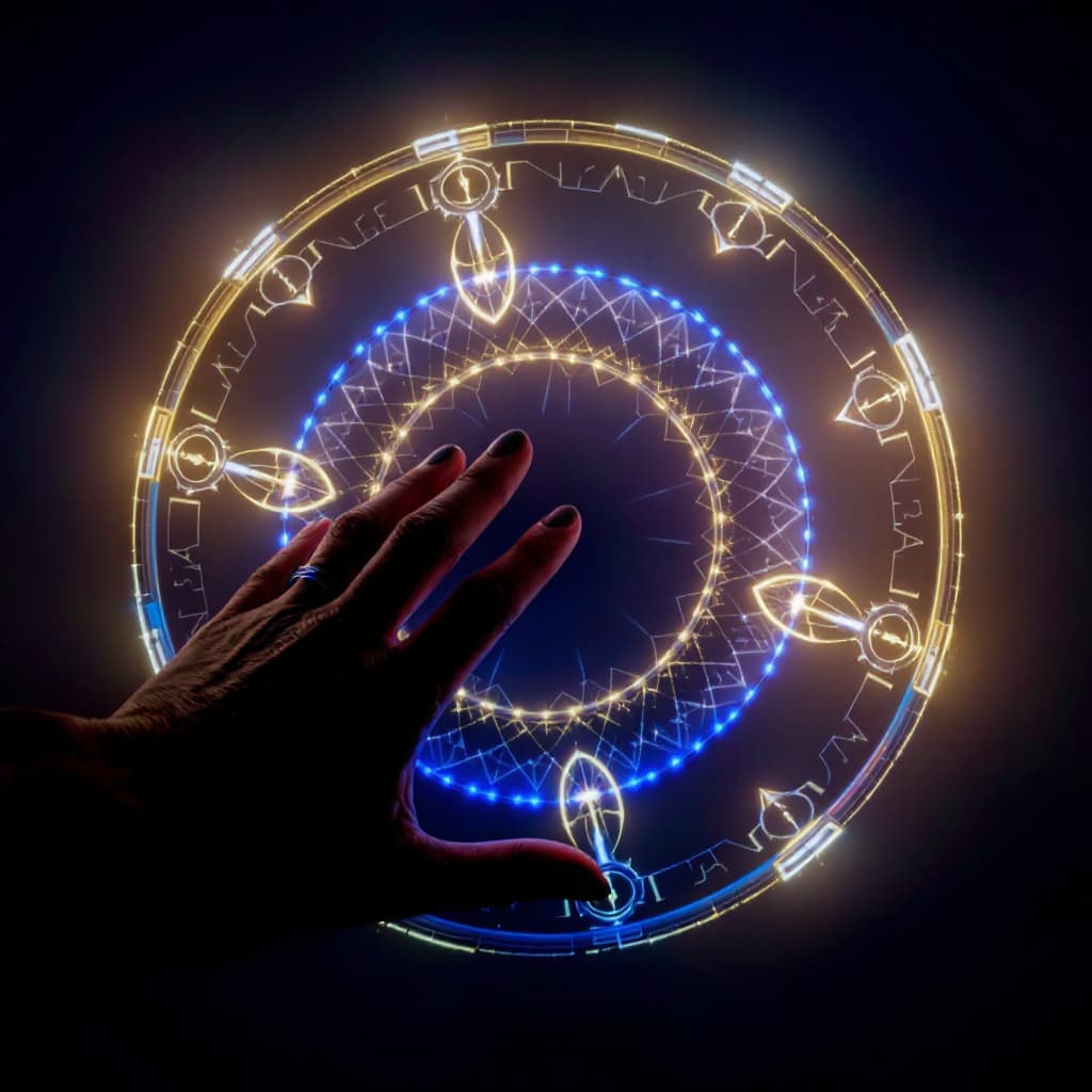 AI generated: circulo contorno bioluminiscente azul