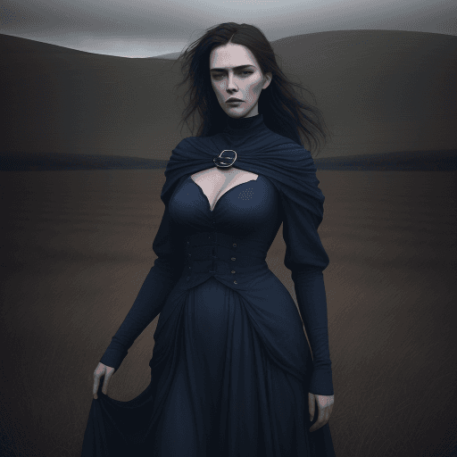 AI generated: the woman in the field is dressed for the camera, in the style of daria endresen, kris knight, scott...