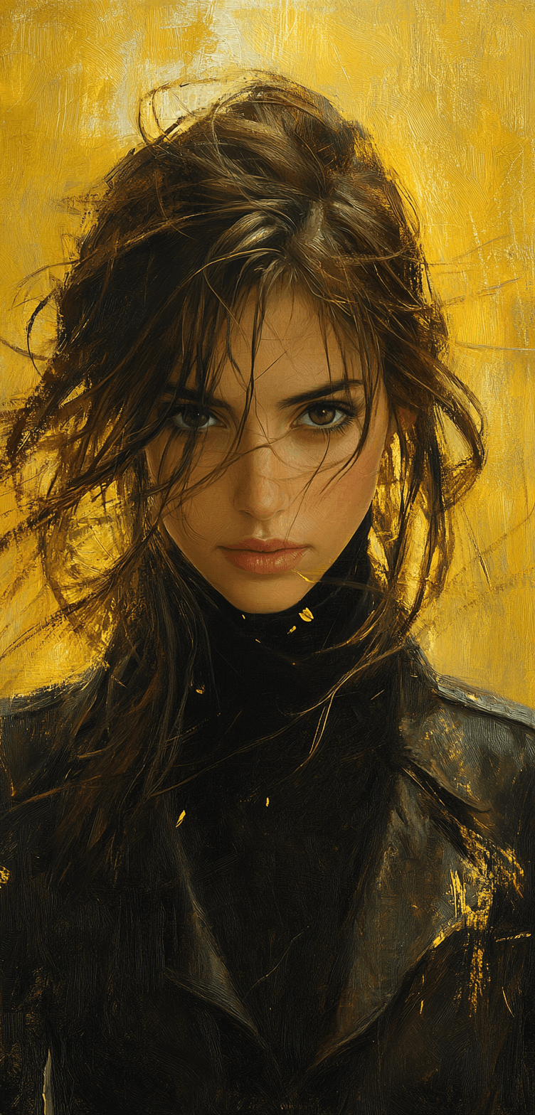 AI generated: a painting depicts the wind blowing a woman's hair, in the style of Dmitri Danish, digital art techn...