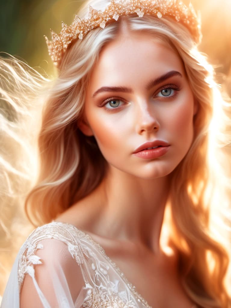 AI generated: Realistic digital oil painting of an ethereal divine being, 1 girl, heavenly, natural lighting, soft...