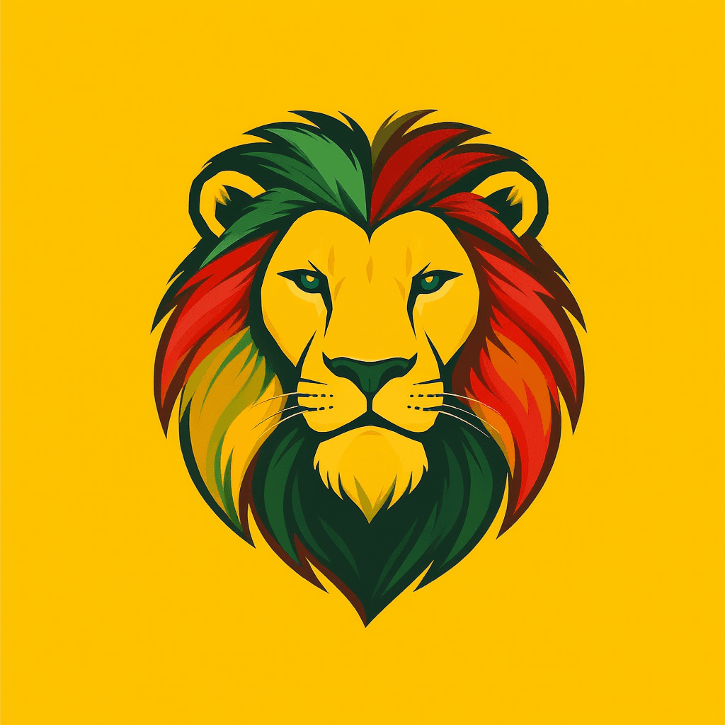 AI generated: A minimalist logo for rastafarian lion
