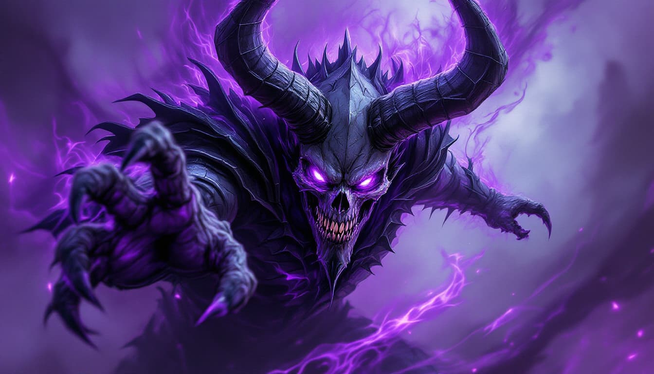 AI generated: A digital painting of a menacing demon figure, rendered in a dark fantasy style with a focus on intr...