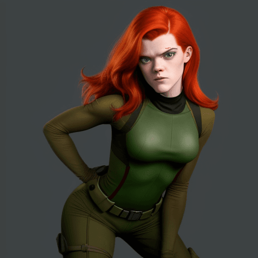 AI generated: Rose Leslie dressed as Kim Possible.