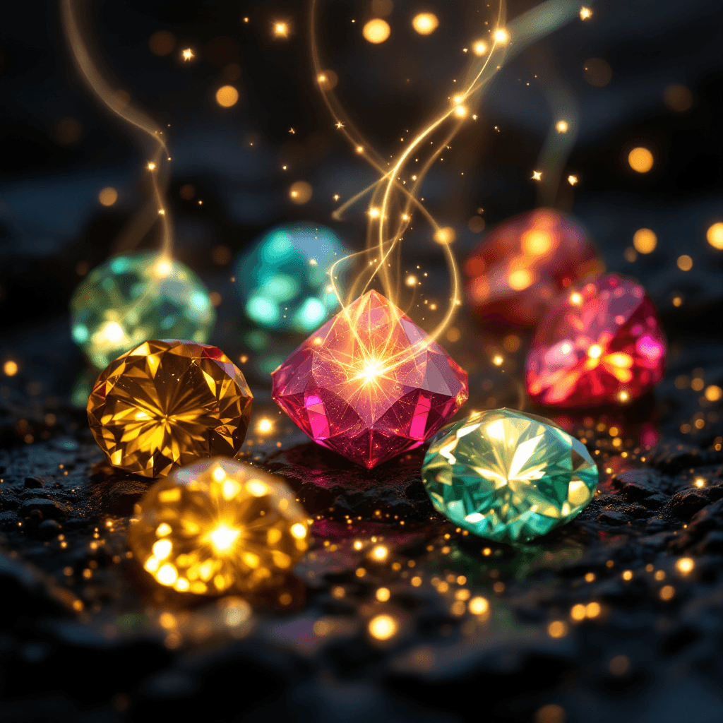 AI generated: A **digitally enhanced, ultra-luxurious image** showcasing an **exquisite collection of gemstones**,...