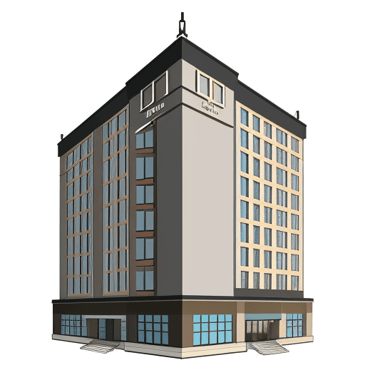 AI generated: Marketing graphic hotel outline of building transparent background