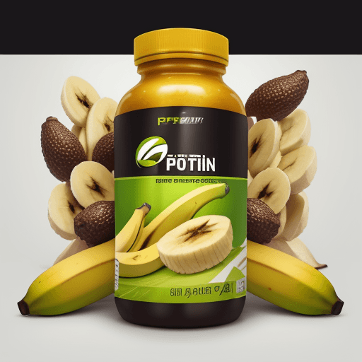 AI generated: Product card Protein sports nutrition with banana