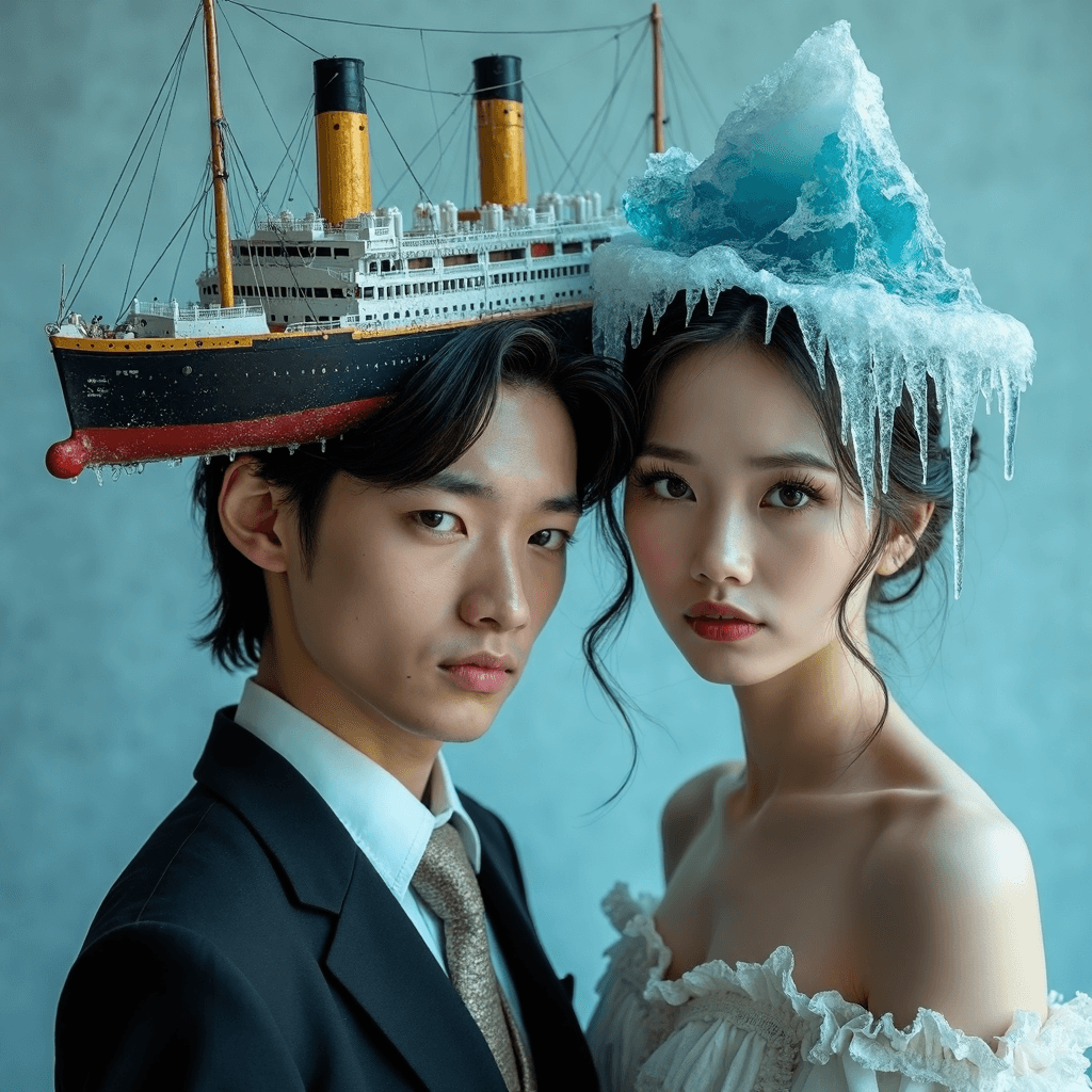 AI generated: A gorgeous pair man Misha Luss and woman Sasha Yamamoto attractive Sexy Adolescent fashion model wit...