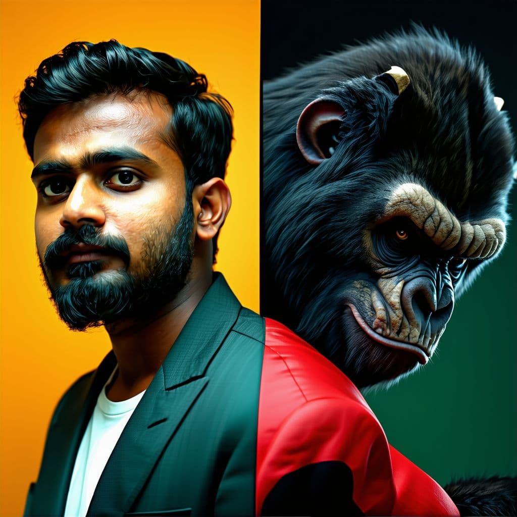 AI generated: archit prakash indian man vs mr beast, racism, masters, high quality. america