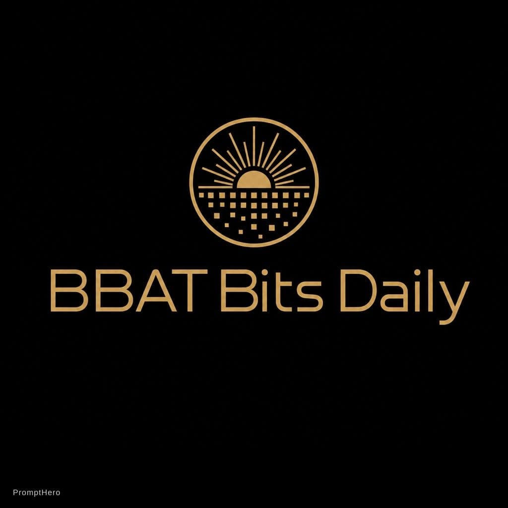 AI generated: Premium logo / masthead for a daily digital publication called "BBAT Bits Daily". This is an umbrell...