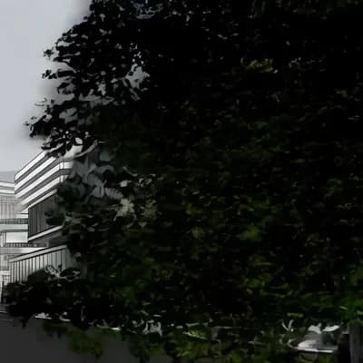 AI generated video: In the city ,Sun ray , Lighting in building , Tree , car , some of student