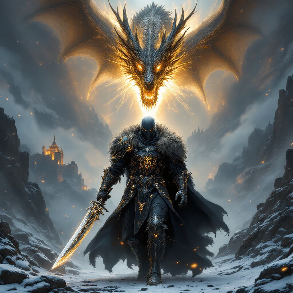 AI generated: An ultra-realistic, wide angle, front facing, full-body portrait of a formidable German Rune Knight ...