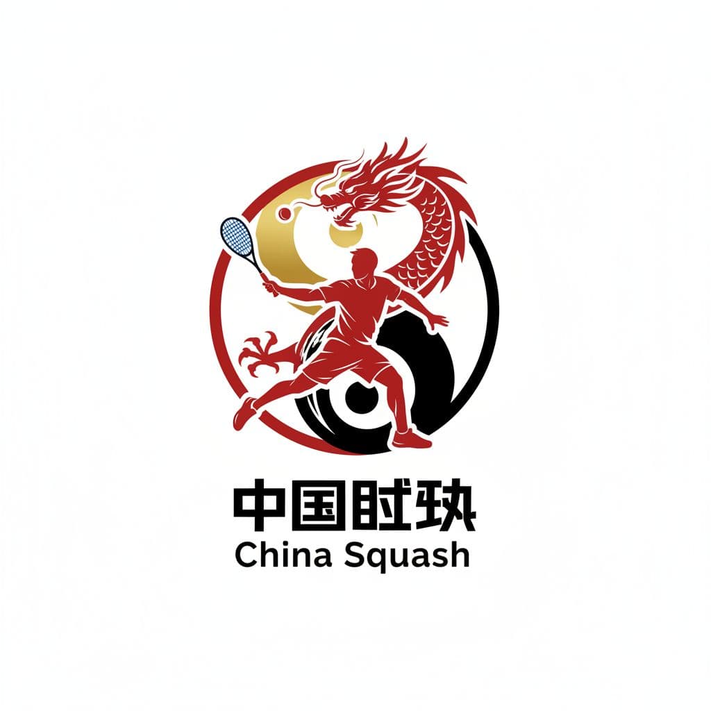 AI generated: 壁球（Squash）项目LOGO设计。
品牌名称：中国壁球（China Squash） 
用于中国代表队参加所有壁球相关活动时的露出，具体要求： （一）体现壁球项目特点，彰显中国体育特质，可结合中...
