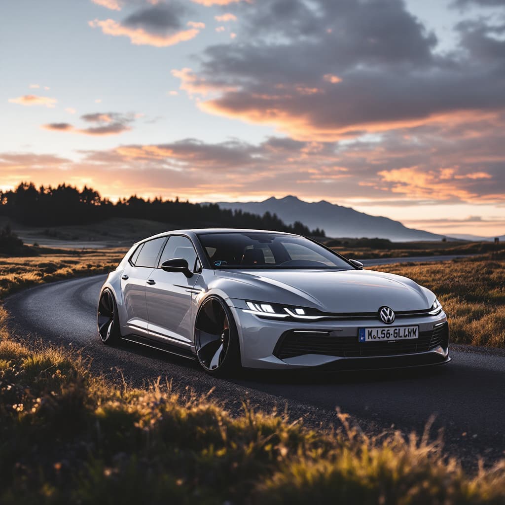 AI generated: zeig mir den zukunfts vw  golf in 10 jahren, bite noch 10 jahre in die zukunft



