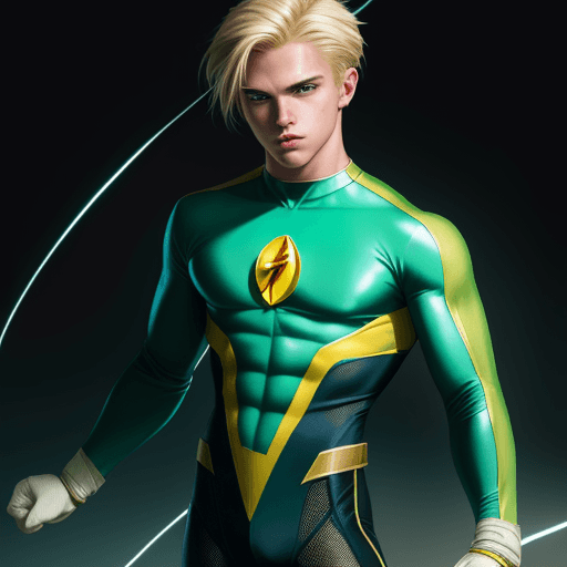 AI generated: God"Dash" is a strikingly handsome young American male teenager with flowing blond hair and a slim b...