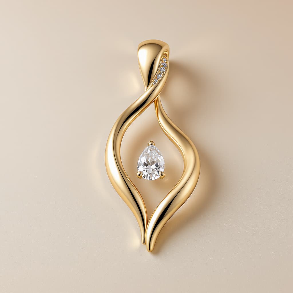 AI generated: Elegant Italian luxury pendant in 18K yellow gold inspired by contemporary Milano high jewelry desig...