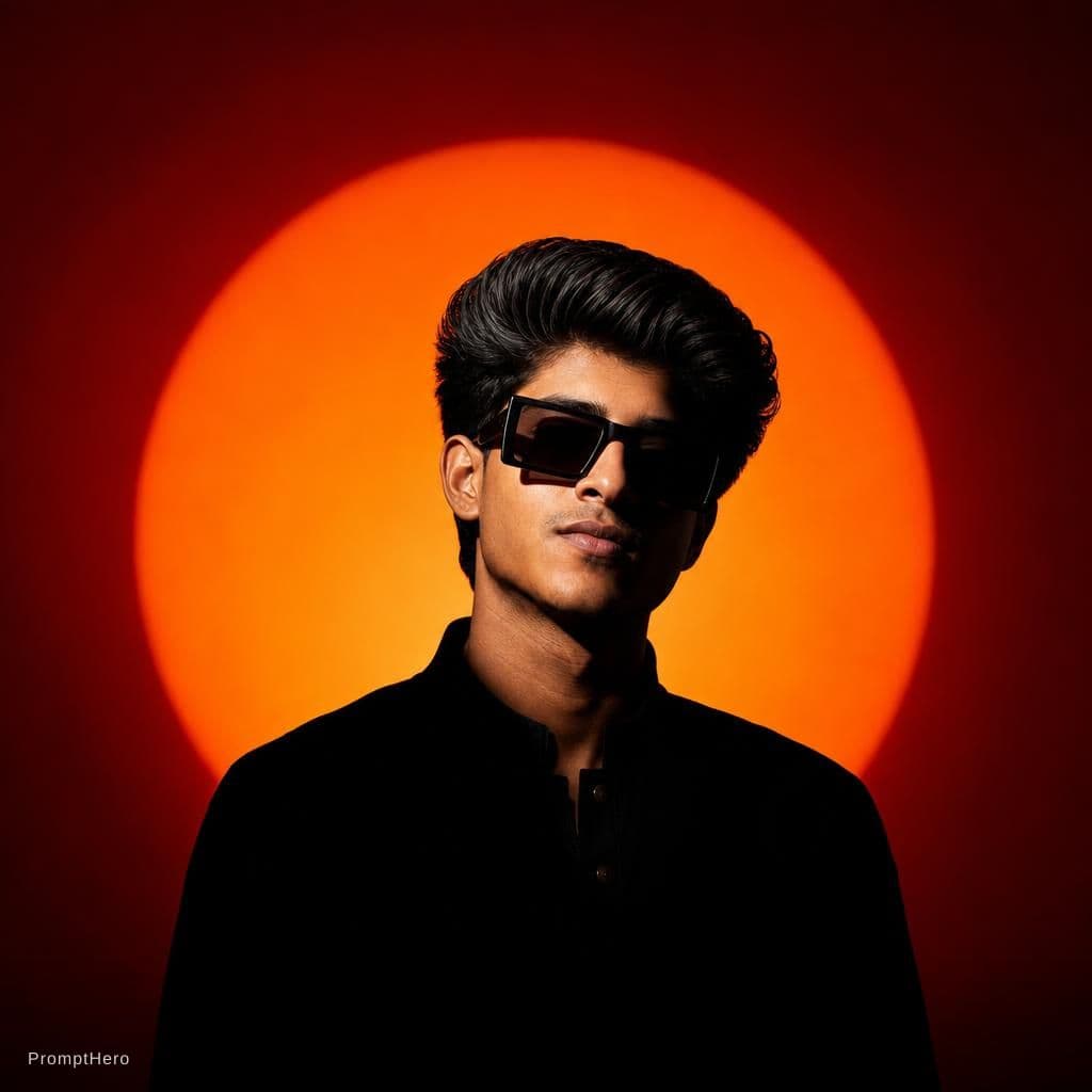 AI generated: A person with slicked-back dark hair wearing oversized square sunglasses is shown in a dramatic, cin...
