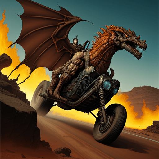 AI generated: A retro vintage Comic style poster, of a post apocalyptic universe, of a muscle bike, extreme color ...