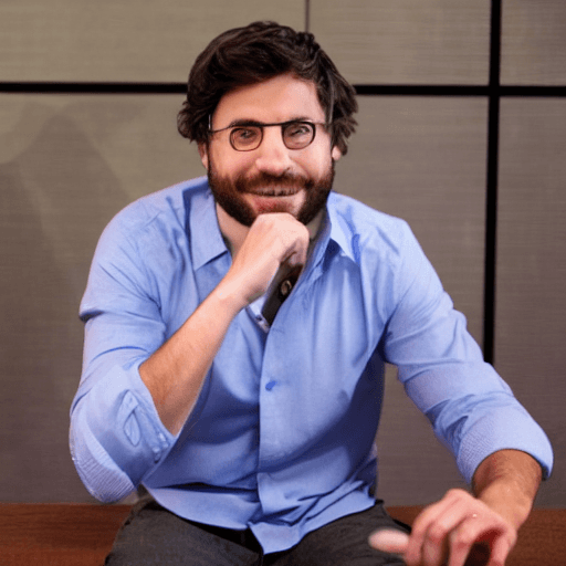 AI generated: tech entrepreneur on the day he sells his company for millions of dollars. In the style of disney