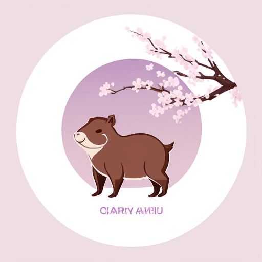 AI generated: Logo for simple mascot for a capybara company in flat vector logo of circle, pink blue purple gradie...