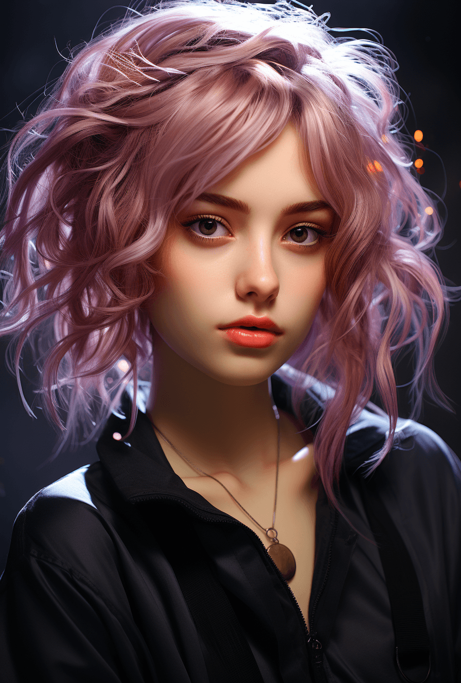 AI generated: final fantasy xv new anime character, in the style of violet and pink, realistic portrait painter, l...