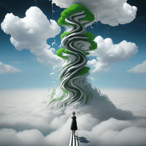 AI generated: 3d digital dynamic surreal, painting of a fantasy, natural dreamscape of a green field and bright bl...