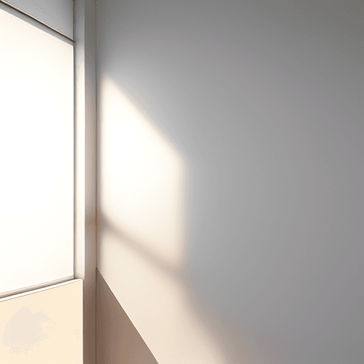 AI generated: photograph,  office, minimal, soft sunlight, warm artificial light casting, creating a warm white an...