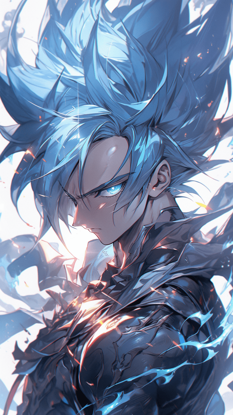 AI generated: is the best anime dragon ball fighter, in the style of thiago valdi, light black and silver, realist...