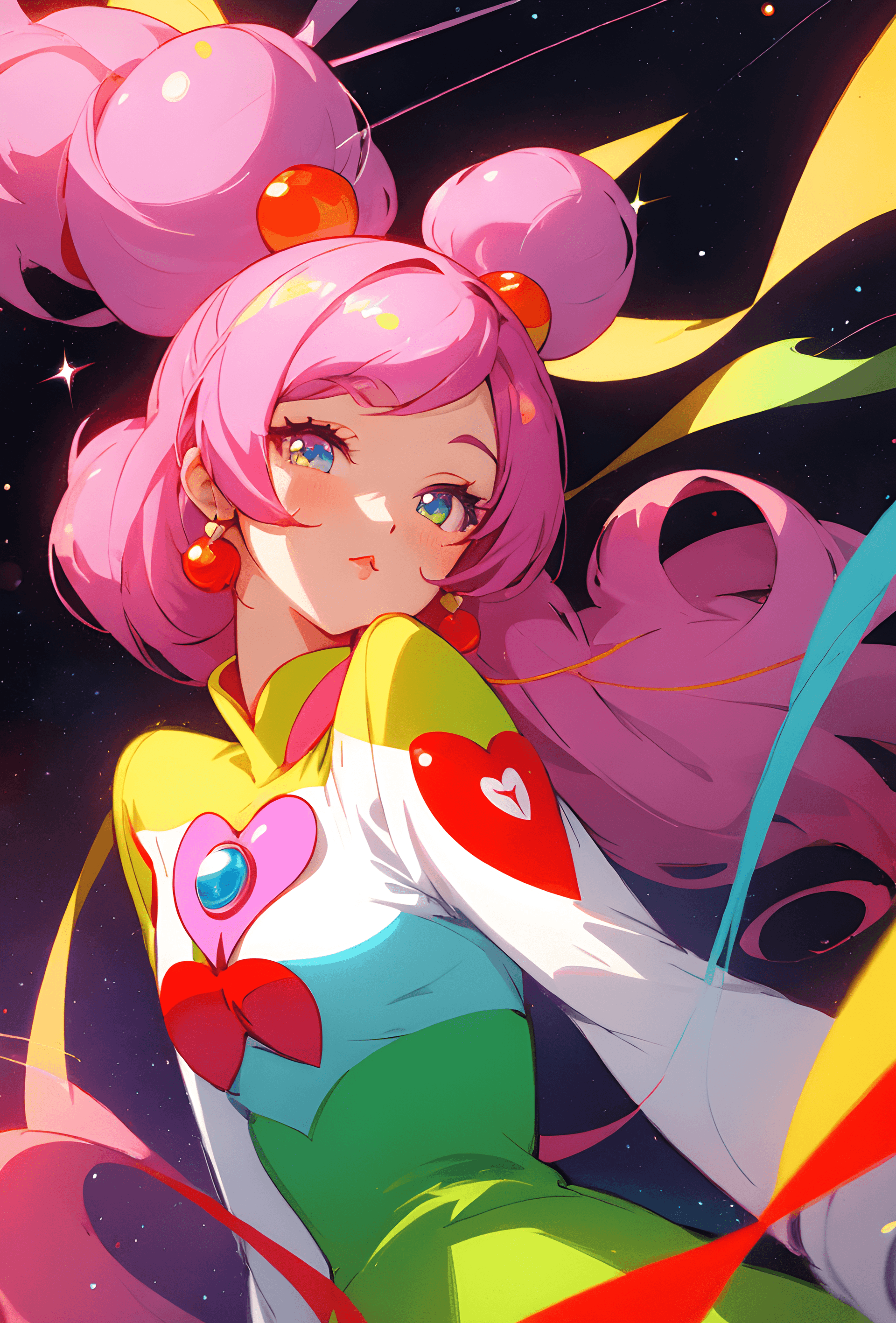 AI generated: a drawing of a woman with a cherry on her head, a digital painting, pixiv contest winner, toyism, po...