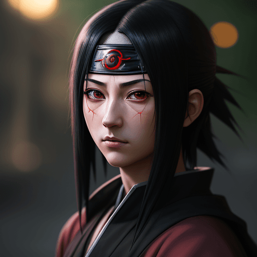 AI generated: 
Uchiha Itachi from Naruto, professional portrait, hyper realistic, ultra detailed photograph, captu...