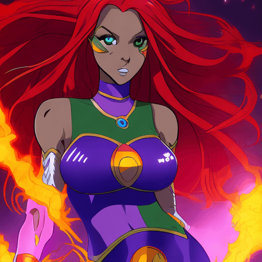 AI generated: Starfire from Teen Titans as anime, 8k inage