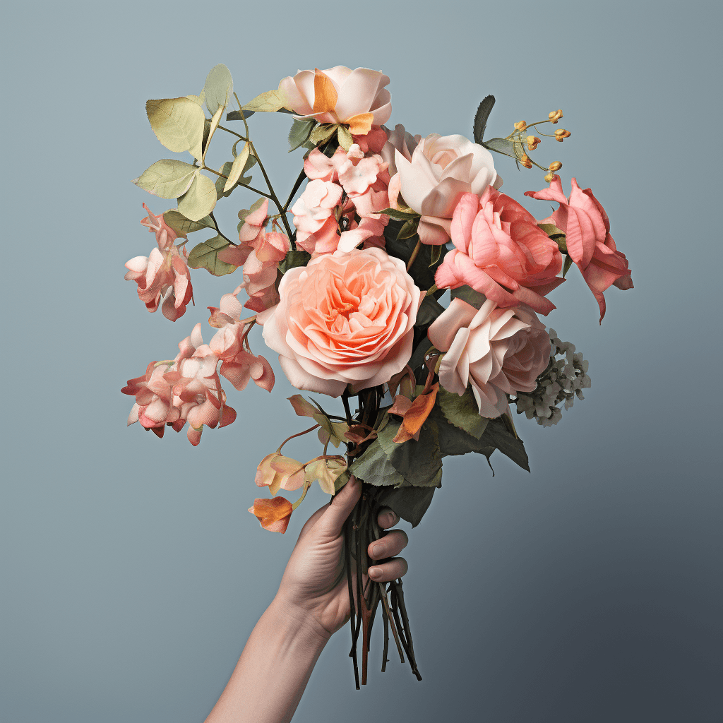 AI generated: handy, bouquet, 8k, photo realism, minimalism, modern