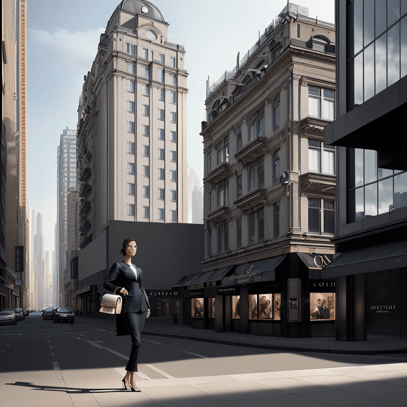 AI generated: Hyperrealistic image of an advertisement for a luxury bag in an urban environment and without a mode...