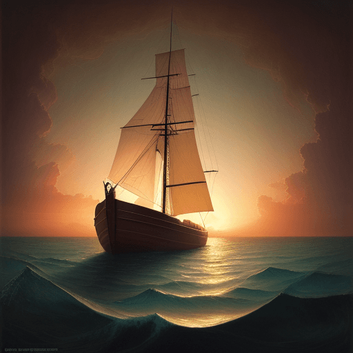 AI generated: a boat sitting in the water during sunset, in the style of agostino arrivabene, calm and serene beau...