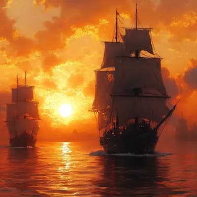 AI generated video: Boats on a sea sail towards the camera